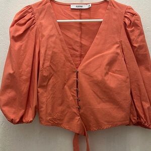 Astr Women's Coral Puff Sleeve Blouse